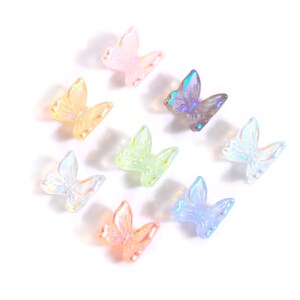 100Pcs 6mm 3D Butterfly Pattern Colorful Resin Clear Nail Art Shiny Crystal Decoration Accessories Nail Supplies DIY Fashion Manicure