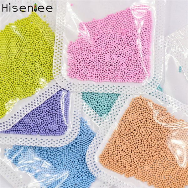 10g/Tasche 1,0-3,0mm 3D Mini Multicolor Macaron Rund Non Porous Stahl Metallperlen Nail Art Strass für DIY Basteln Dekoration