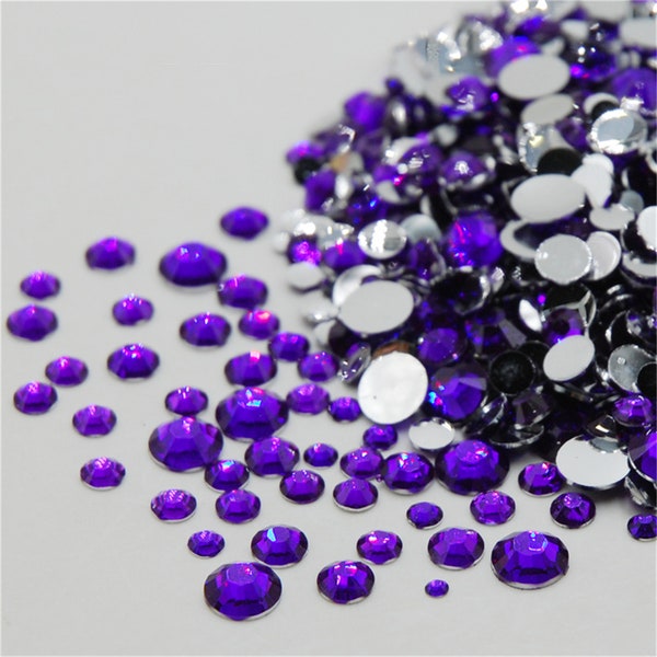 5000PCS Violet Rhinestone Mix Sizes Non Hotfix Flatback Acrylic Top Quality Nail Art Decoration For DIY Manicure/Jewelry Crafts Accessories