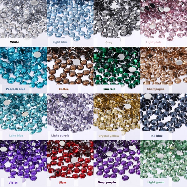 100000PCS Bulk Harz Strass，2/3/4/5/6.5mm Runde Flatback Nicht Hotfix Kristall Bunte Gem DIY Bling Verzierungen，Wählen Sie Größe und Farbe