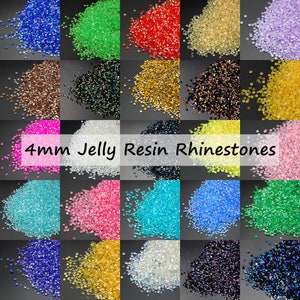 Wholesale Bulk 4mm Bling Gems Color AB Jelly Resin Rhinestones Non Hotfix Flatback Glitter Crystal Gemstones Choose Color, Choose Quantity