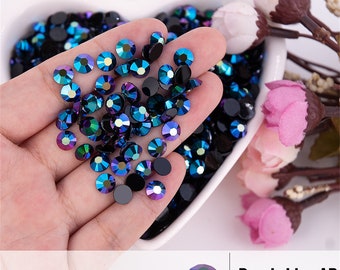 Diamantes de imitación de resina AB de color púrpura y azul: cristales de gelatina con parte trasera plana