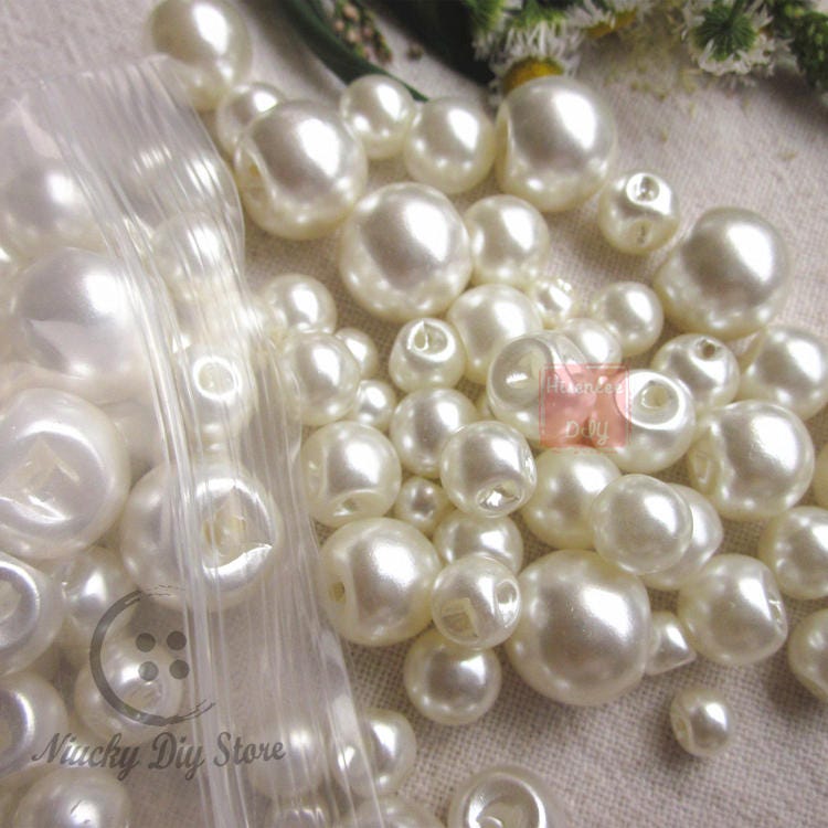 250pcs Mixed 6 Sizes 6, 8,9,10,12,14mm Imitation Pearl Buttons for Sewing  Handmade Loose Buttons Sewing Accessories Wholesale 