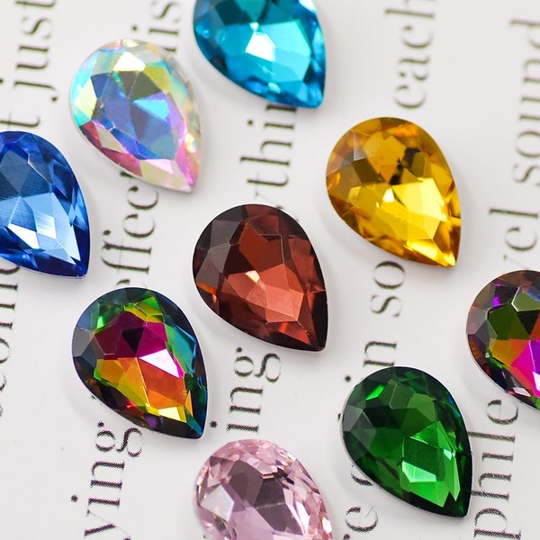 4x6mm-20x30mm 3D Flash Multicolor Droplet Shape Luxury Glass Crystal Gem For DIY Jewellery Design/Artwork Decoration