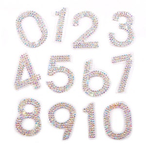 0-10/Set Number letter Rhinestone Patches 45mm Hotfix Crystal Glass Stickers Iron On patch for bag shoe Clothes Diy Fabric Stickers