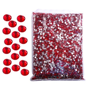 14400pcs/Bulk Bright Red Glass Rhinestone SS3-SS20 Round Flatback Glitter Gmes Glue on Crystal Handmade Crafts Decoration Supplies Wholesale