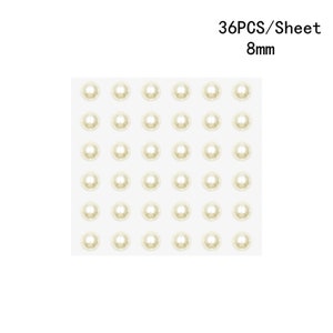 8mm 36 peças/folha marfim meio redondo pérola flash autoadesivo imitação de pérola strass adesivo autoadesivo para copo diy/decoração de álbum de recortes