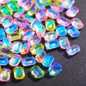 New Box Packing Crystal Nail Art Diamond Gem Heart/Rectangle 3D Flat Bottom Decorations Rhinestone Luxurious Fingernail Accessories