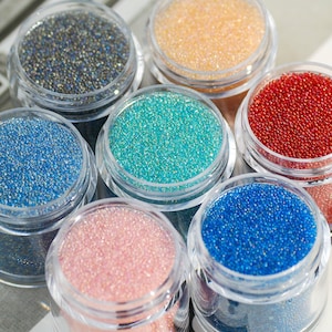 1Box 3D Flash Mini Multi Color Caviar Beads 0.8-1mm Transparent AB Glass Nail Art Rhinestone, Used for DIY Craft Bling Decoration