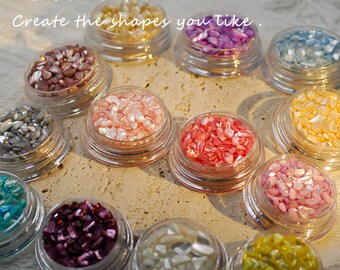 Onregelmatige jadeschelpstukken: glitter nailart-decoratie (3-5 mm)
