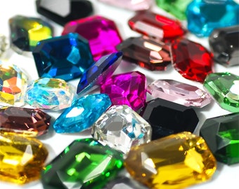 3D Octagonal Glass Rhinestones: Pointed Bottom Gem, DIY Jewelry Decoration