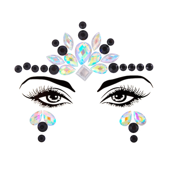 Face Jewelry Rhinestone Self Adhesive Makeup Applique Gems Sticker For Electronic Music Party Halloween Masquerade#HF084