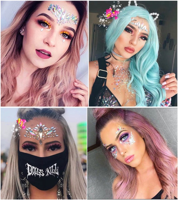 Face Jewels Crystals Face Rhinestones Stickers for Holiday Makeup Eyes Face  Body Temporary Stickers Rave Accessories 
