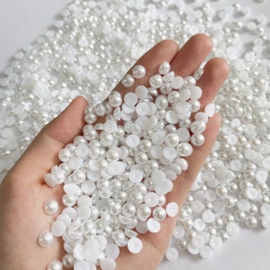 1.5mm-14mm 3D Flat Bottom White Half Round Pearl Non Hotfix Rhinestone For DIY Nail Art Design/Jewelry/Artwork Decoration