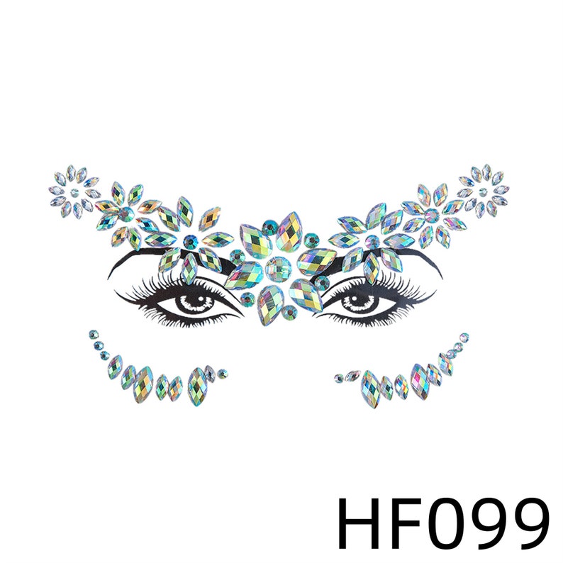 Disposable Adhesive Rhinestone Face Sticker Temporary Tattoo Etsy