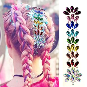 3D Sexy Face Tattoo Stickers Shiny Rhinestones Face Fake Tattoo Temporary Tattoo Self-Adhesive Rhinestone Party Jewelry