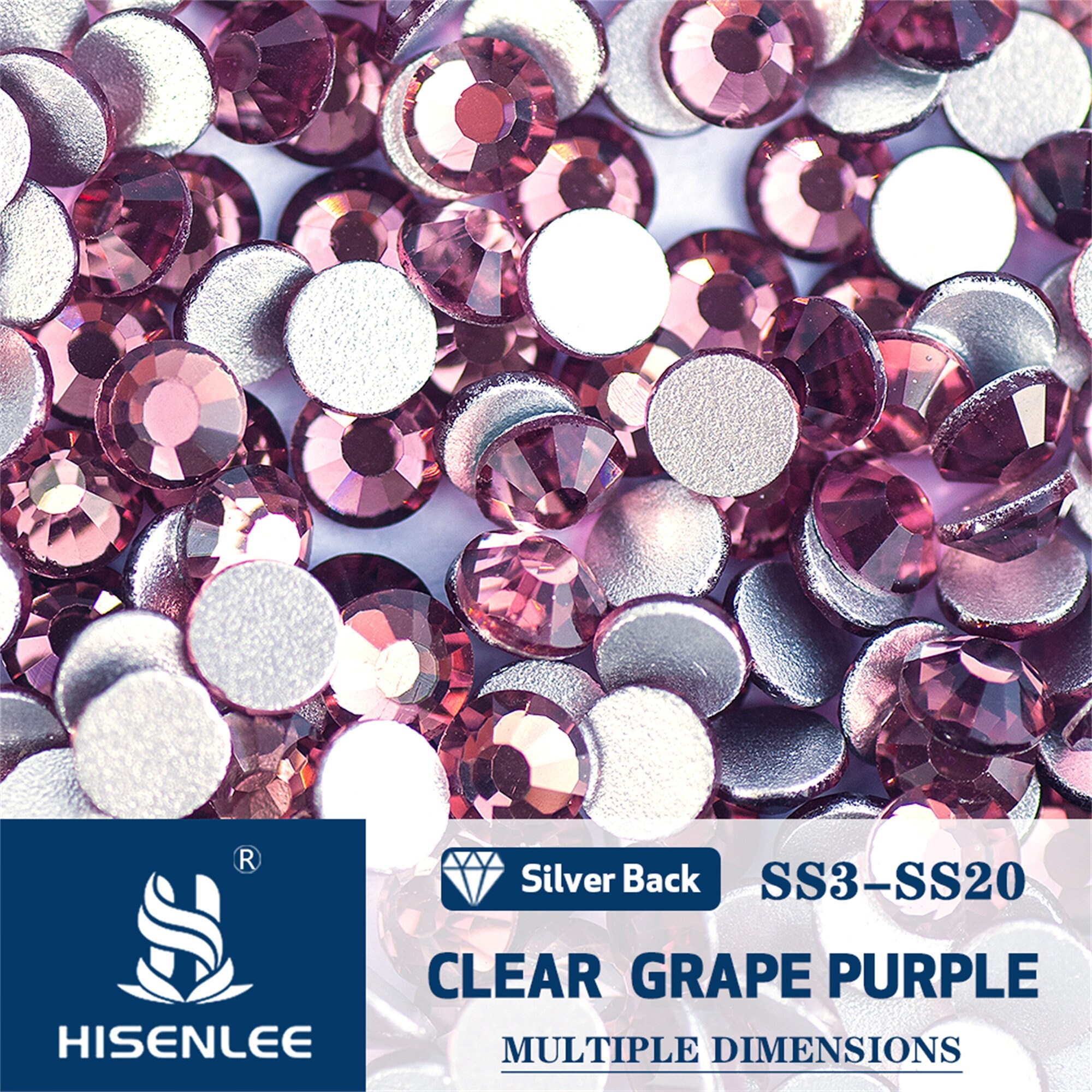 1000 Stück SS20 Strasssteine, 5 Mm, Flache Rückseite, Klarglas, Lila – Für DIY, Nagelkunst, Kleidung