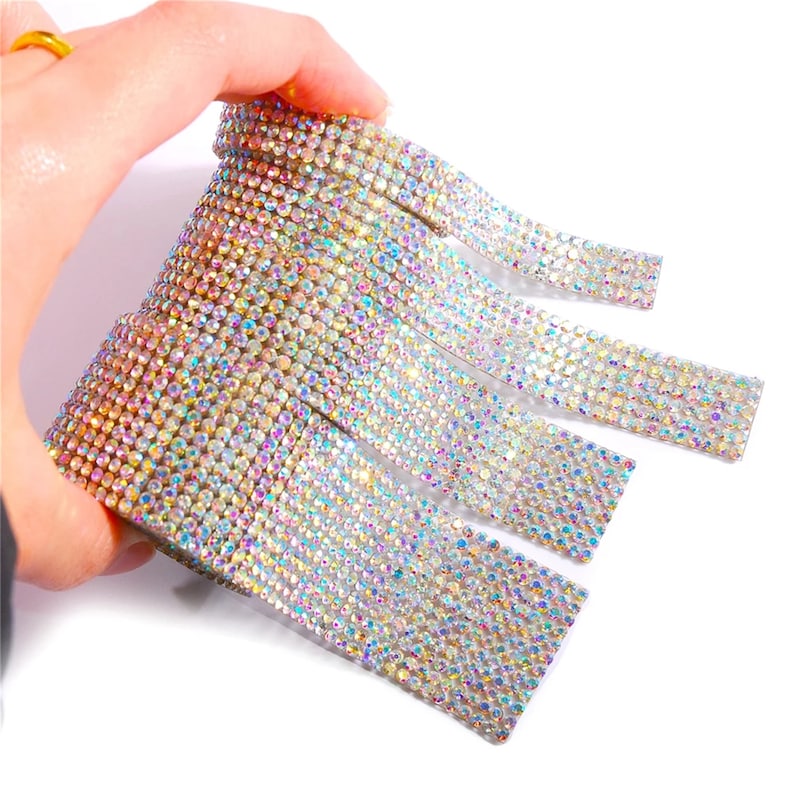 Glitter Clear Glass Hot Fix Rhinestone Strip Super Shiny - Etsy Canada