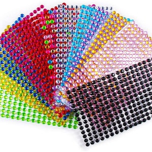 Hisenlee 3120Pcs selbstklebende Strass Aufkleber Durchmesser von 6MM Acryl Kristall Edelstein Aufkleber für Scrapbooking Verzierungen Set von 12