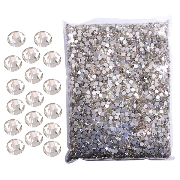 Wholesale Clear Crystal BULK Rhinestones，Flatback Silver Base Non Hotfix Shining Glass Gems，SS3-SS20，For DIY Nails Crafts Bling Decoration