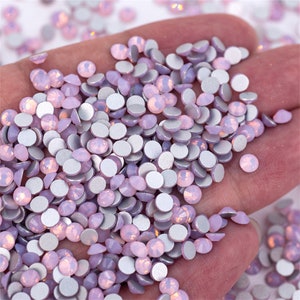 1440 Stk./Tasche 3D SS3-SS20 Mini Pink Opal Blitz flach unten rund Glas Strasssteine für DIY Schmuck/Bekleidung Design Dekoration