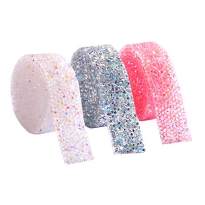 1 jard / 3 jardy akrylowe kryształowe czyste AB Hot Fix Rhinestone Trim Glitter taśma do szycia sukienka akcesoria ślubne dekoracja aplikacja pasek