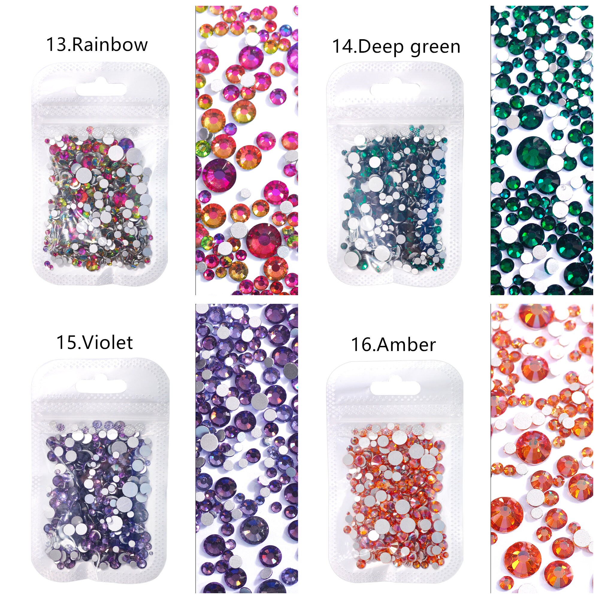 Ss30 Rhinestone SS4-SS30 Mixed Sizes Glass Rhinestones Available in 24 Colors Non ...