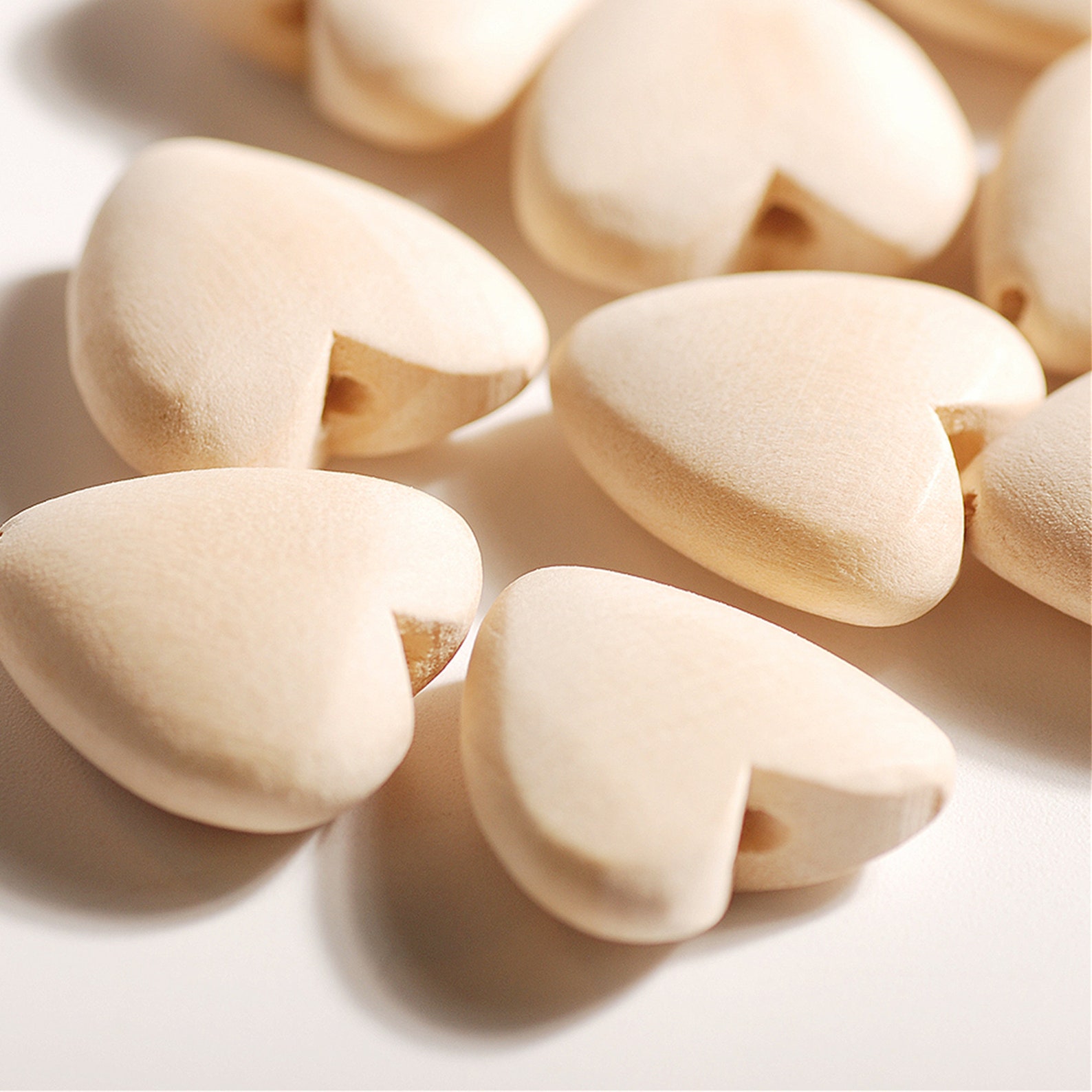 20mm Natural Heart Shape Wooden Beads 10/30/50 pieces Spacer Etsy