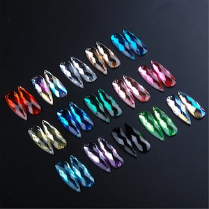 100pcs Teardrop Crystal Sew On Flatback Rhinestones 10x30mm Waterdrop Acrylic Sewing Gems For Garment Fabric Colors For Clothes Wedding