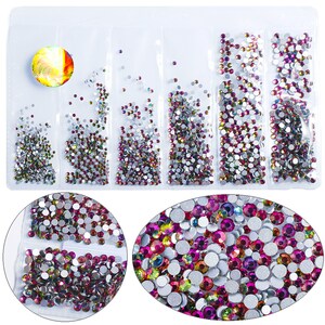 1728PCS/Bag SS3-SS10 3D Rainbow Flash Round Nail Art Glass Crystal Rhinestone For DIY Jewelry Design/Fashion Decoration