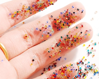 1.1mm 3D Sparkling Glass Crystal Gemstone Mini Nail Art 38Colors Pixie Caviar Rhinestone For 3D Manicure Decoration DIY Jewelry Accessories