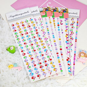 11x32cm 3D Mix Farbe Glitzer Flache Unterseite Selbstklebende Strass Aufkleber, Kinder Aufkleber, Gesichts Make-up, Für Craft Bling Dekoration