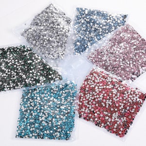 100000PCS Bulk Resin Rhinestones，2/3/4/5/6.5mm Round Flatback Non Hotfix Crystal Colorful Gem DIY Bling Embellishments，CHOOSE Size and Color
