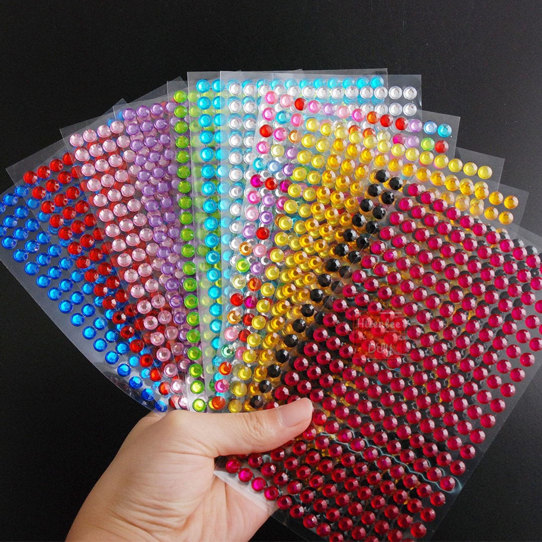 Crystal Sticker Sheet 6mm 260pcs Rhinestone Stickers 12 Kinds Colors/lot Stick on Clear ...