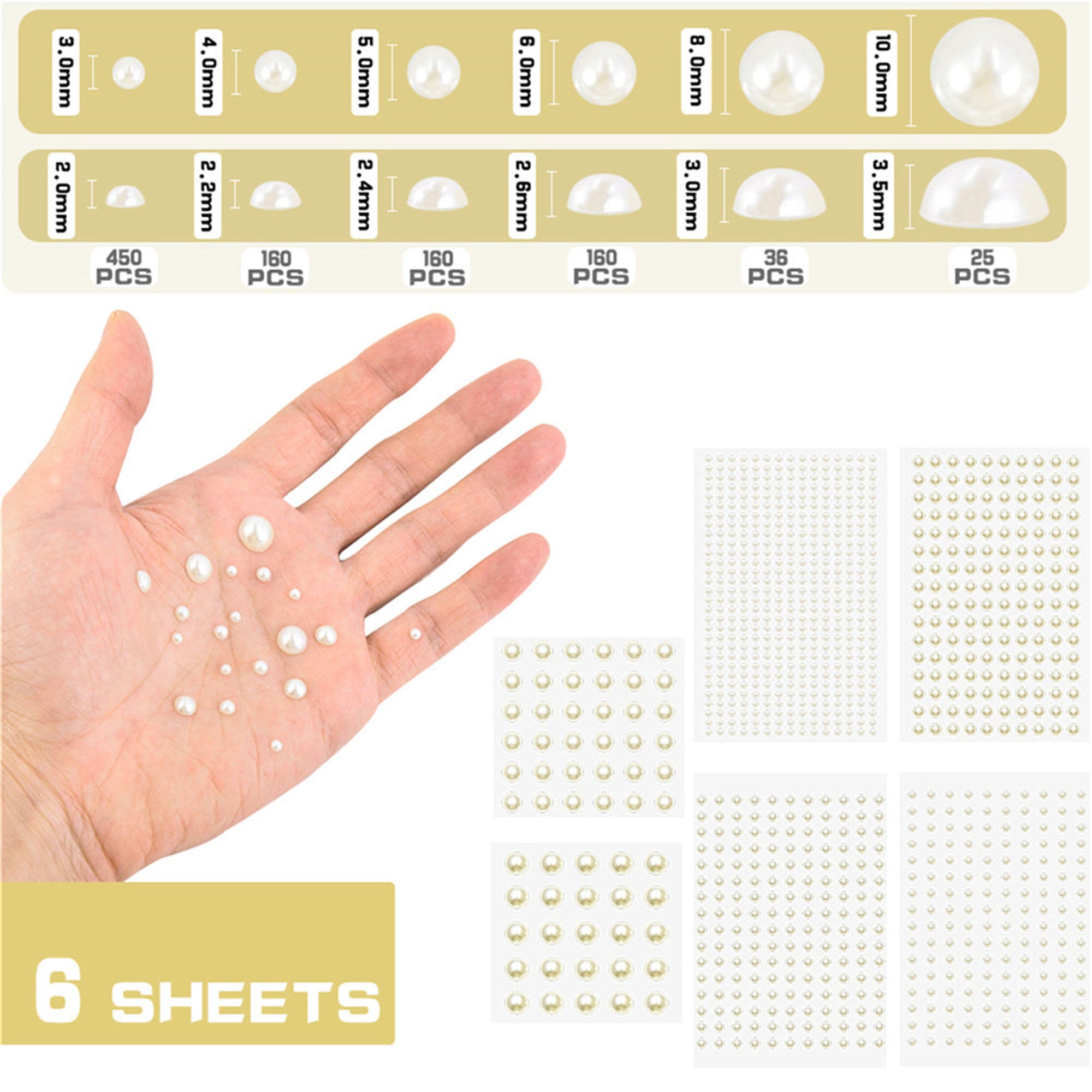 Hair Pearls Stick On Self Adhesive Pearls Stickers Face Pearls Stick C2 ^~