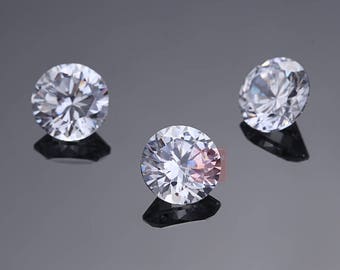 Hisenlee AAAAA 1.0-12.0mm Diamond Clear Round Cubic Zirconia Loose Stone，Jewelry Making CZ Diamond Brilliant Cut Gemstones