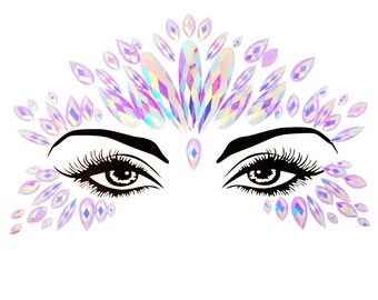 Disposable Self-Adhesive Facial Rhinestone Stickers，Face Makeup Decals, Masquerade Birthday Party Easter Face Stickers Rhinestones