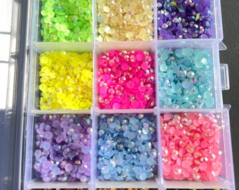 10000 piezas - 15000 piezas Jelly Resin AB Flatback Resina Rhinestone Kit 2 mm 3 mm 4 mm 5 mm Gemas 3D sin hotfix para adornos ostentosos decorativos diy