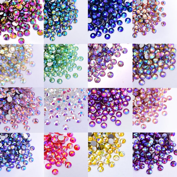 1440PCS SS3-SS20 3D Round Gems Colourful Dazzles AB Glass Flat Bottom Crystal Sparkling Rhinestone For DIY Charm Nail Art/Jewelry Decoration