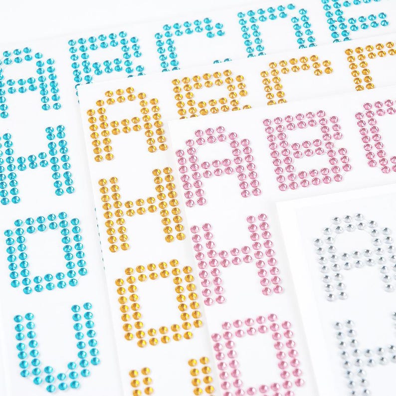 Diy Rhinestone Letters DIY Rhinestone Alphabet Letter Stickers, Self Adhesive Bling A-Z Decals ...