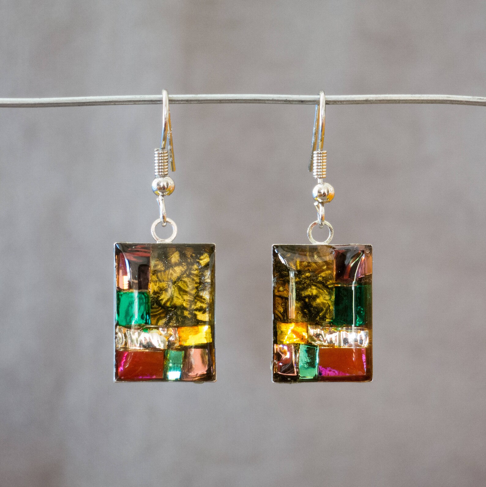 Boucles d'oreilles longues Mosaïque main image 1