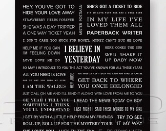 Beatles Song Lyrics Poster A4