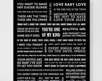 INXS song lyrics poster A3 size