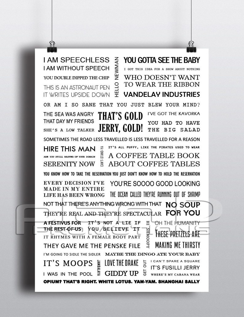 A4 SEINFELD quotes poster White Background