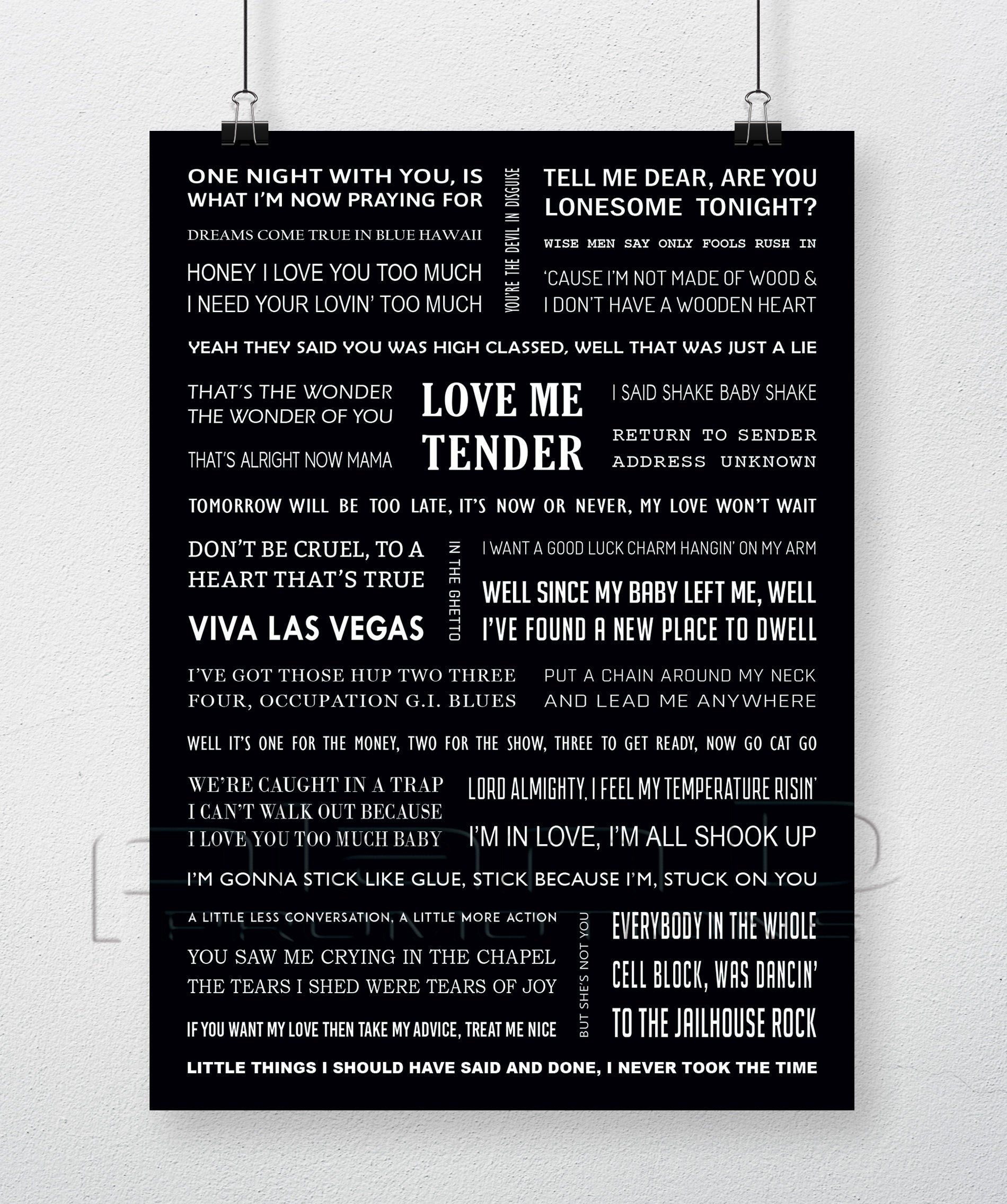 Elvis Song Lyrics Poster Etsy Elvis Song Lyrics Poster Etsy
