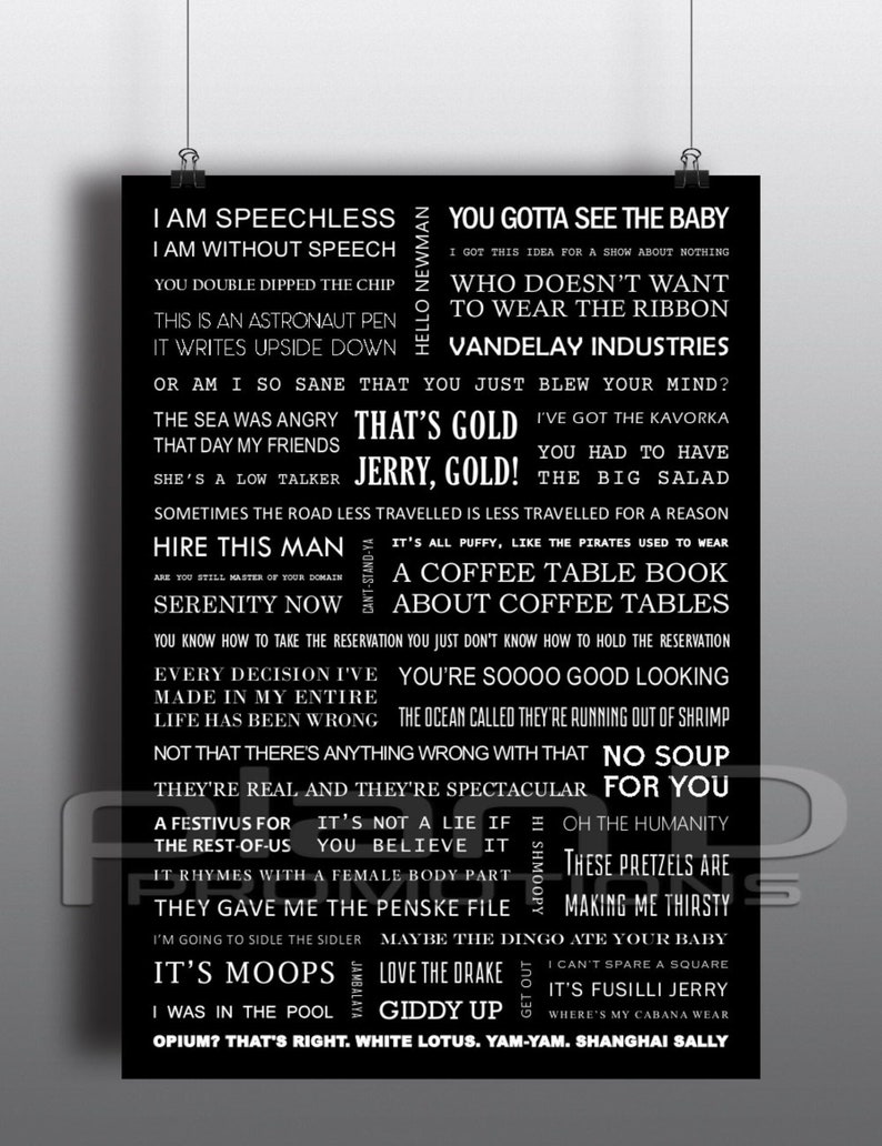 A4 SEINFELD quotes poster Black Background