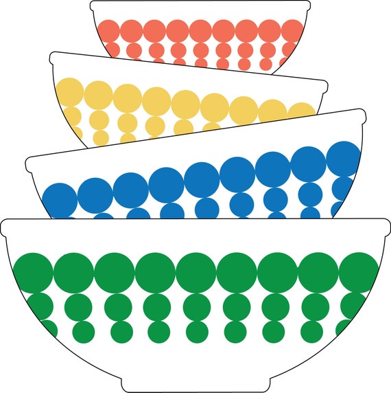 Pyrex Bowls Svg File New Dots Stacked Art File Template Etsy