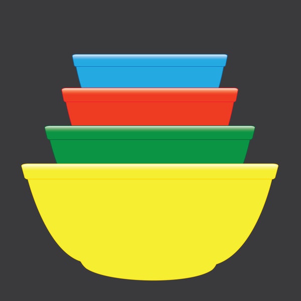 Pyrex (.svg) Primary Mixing Bowl art, digital file download