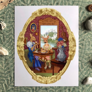 Salzbourg, Autriche Carte postale animalière - Carte postale de voyage - Carte postale vierge - Personnages animaux mignons - Art mural - Décoration de chambre pour enfants - Art animalier