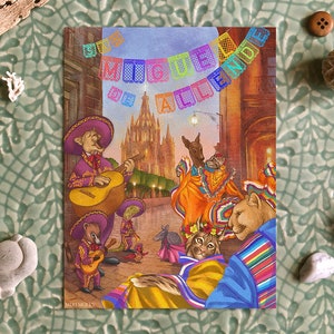 San Miguel de Allende, Mexique Carte postale - Carte postale de voyage - Carte postale vierge - Personnages d’animaux mignons - Art mural - Décoration de chambre pour enfants - Art animalier